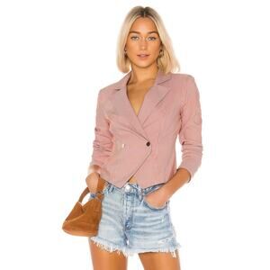 House of Harlow 1960 x Revolve Orangey Pink Gray Striped Blazer NWOT Size L